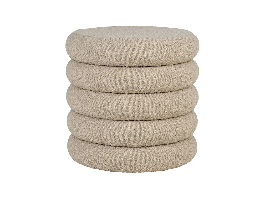 Pouf grigio in poliestere riccio portaoggetti Ø 44 cm