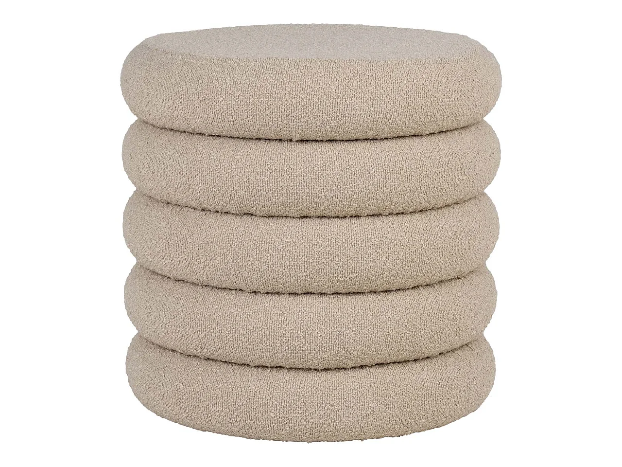 Brooklyn poef bouclé opslag Ø44cm beige.
