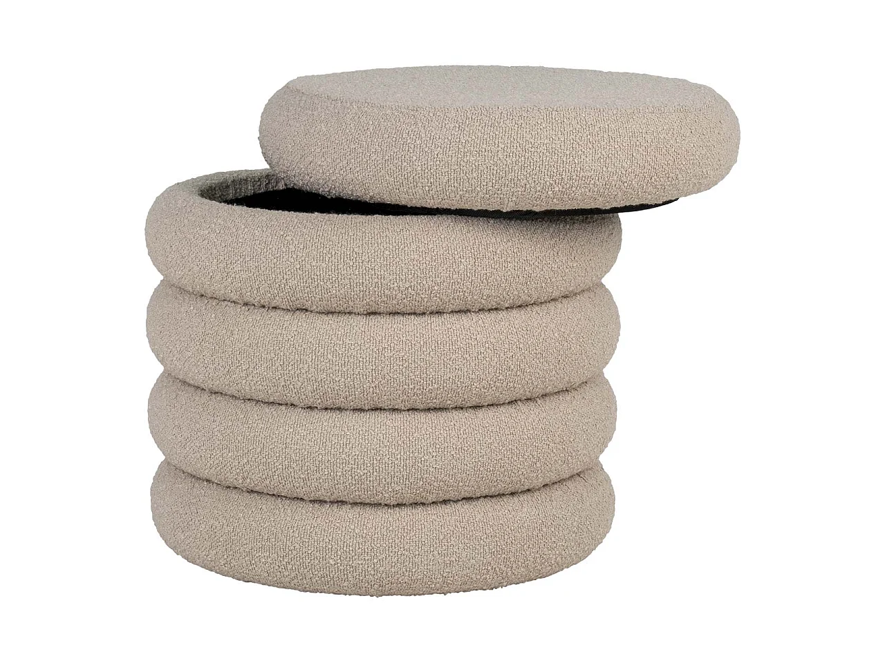 Brooklyn poef bouclé opslag Ø44cm beige.