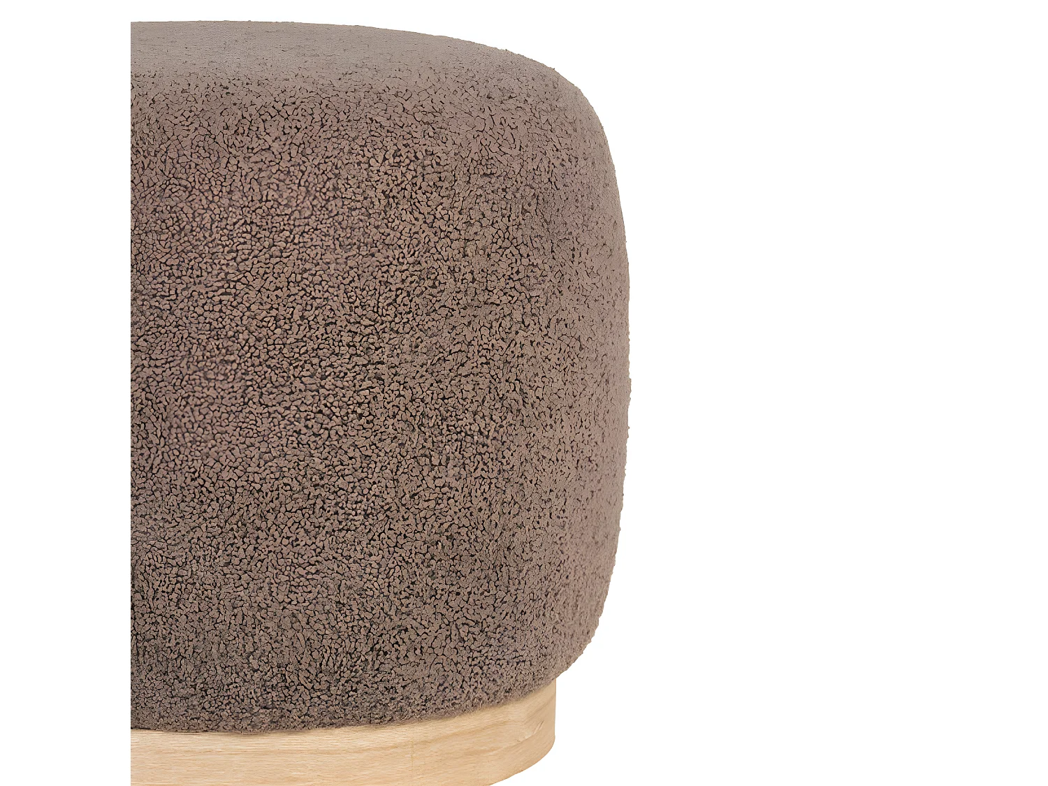 Belfort - Pouf rond en tissu bouclette ø44,5cm - Marron