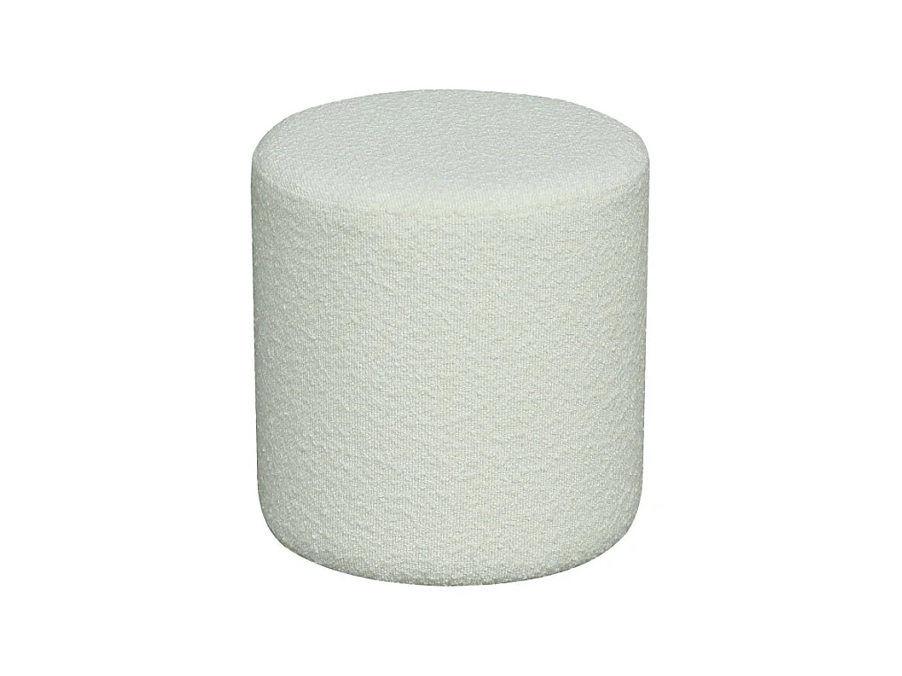 Ejby - Pouf rond en tissu bouclette ø34cm - Blanc