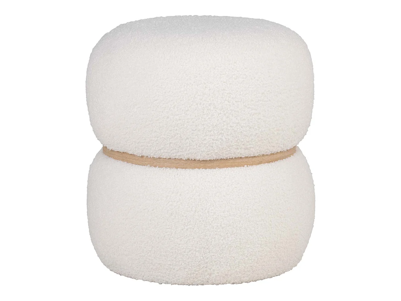 POUF bianco e rotondo in poliestere riccio Ø 38 x 41 cm