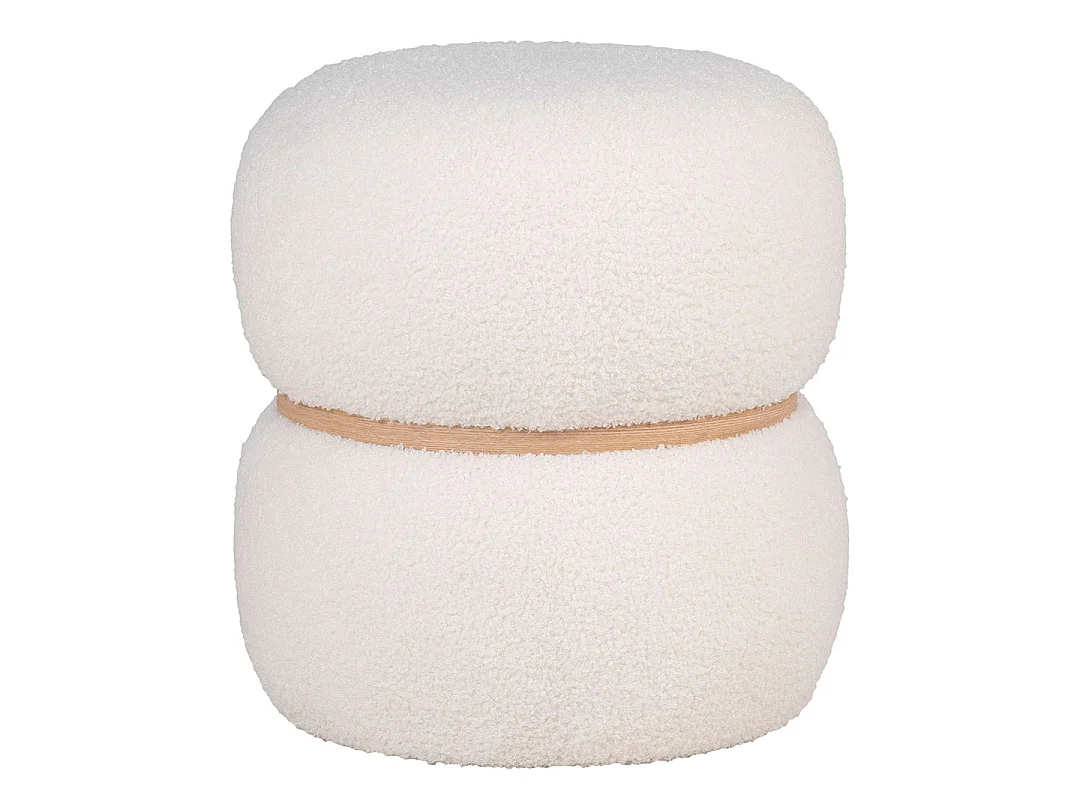 POUF bianco e rotondo in poliestere riccio Ø 38 x 41 cm