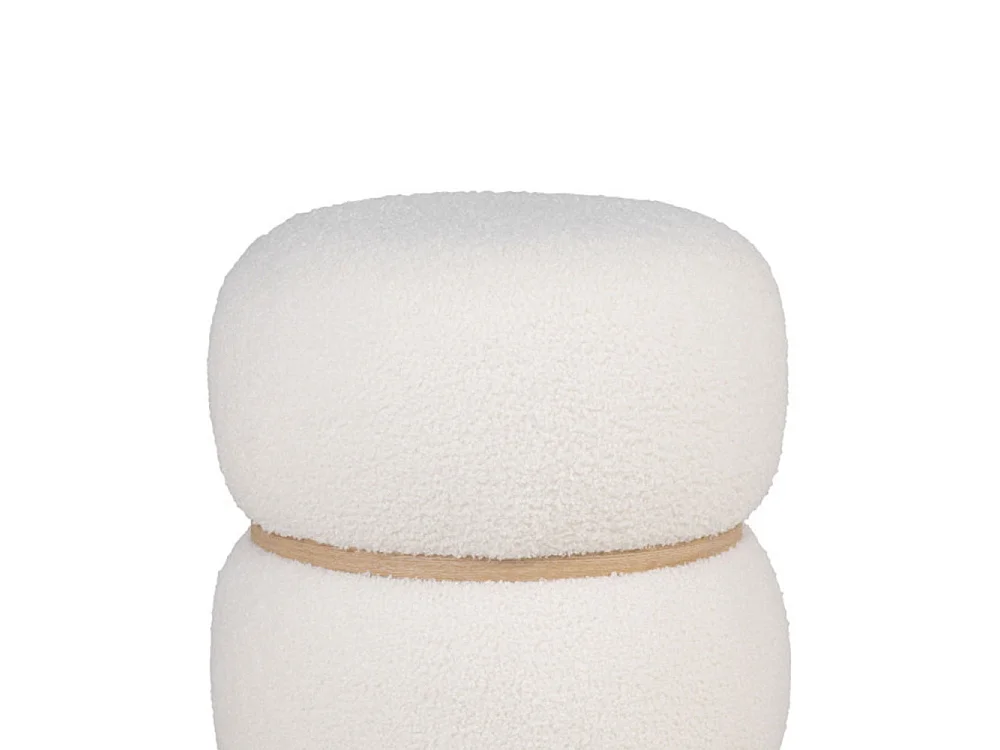 Milford - Pouf rond en tissu bouclette ø38cm - Blanc