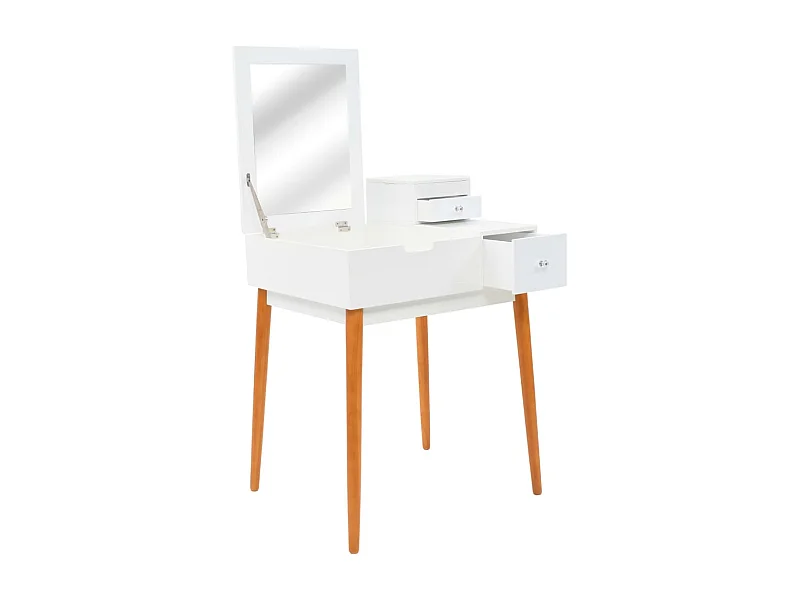 Coiffeuse table de maquillage effet bois blanche 60 x 50 x 86 cm 02_0006395