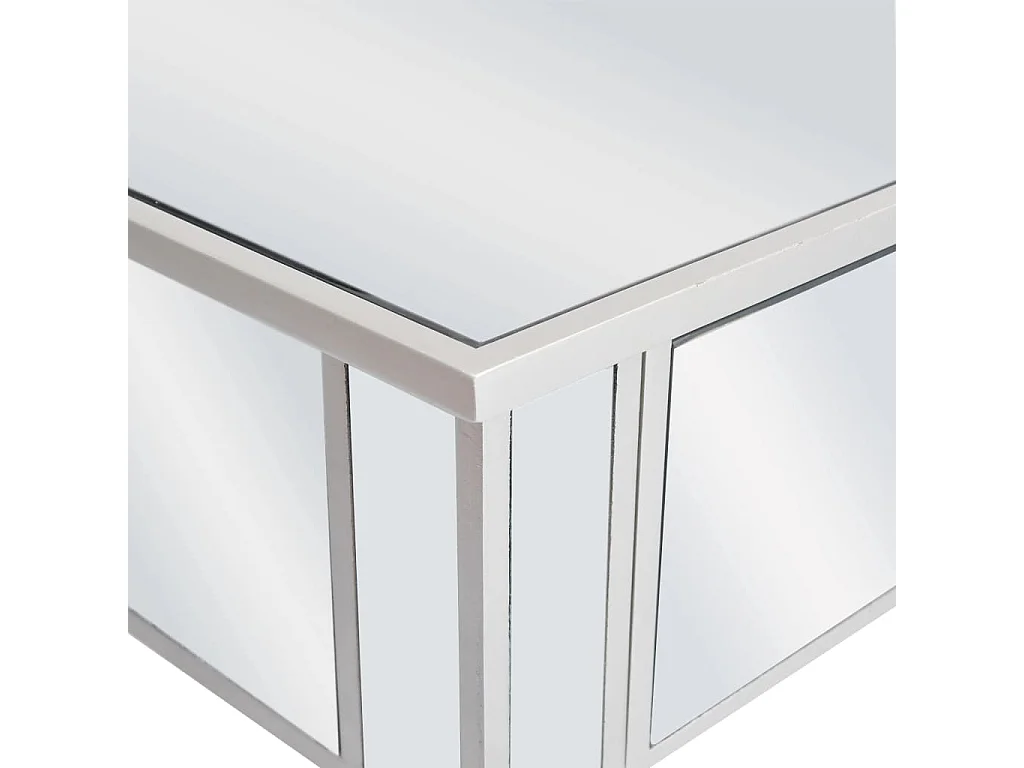 Tocador mesa de maquillaje muebles de diseño muebles de dormitorio espejo 80 x 38 x 76 cm con MDF y taburete de cristal 02_0006380