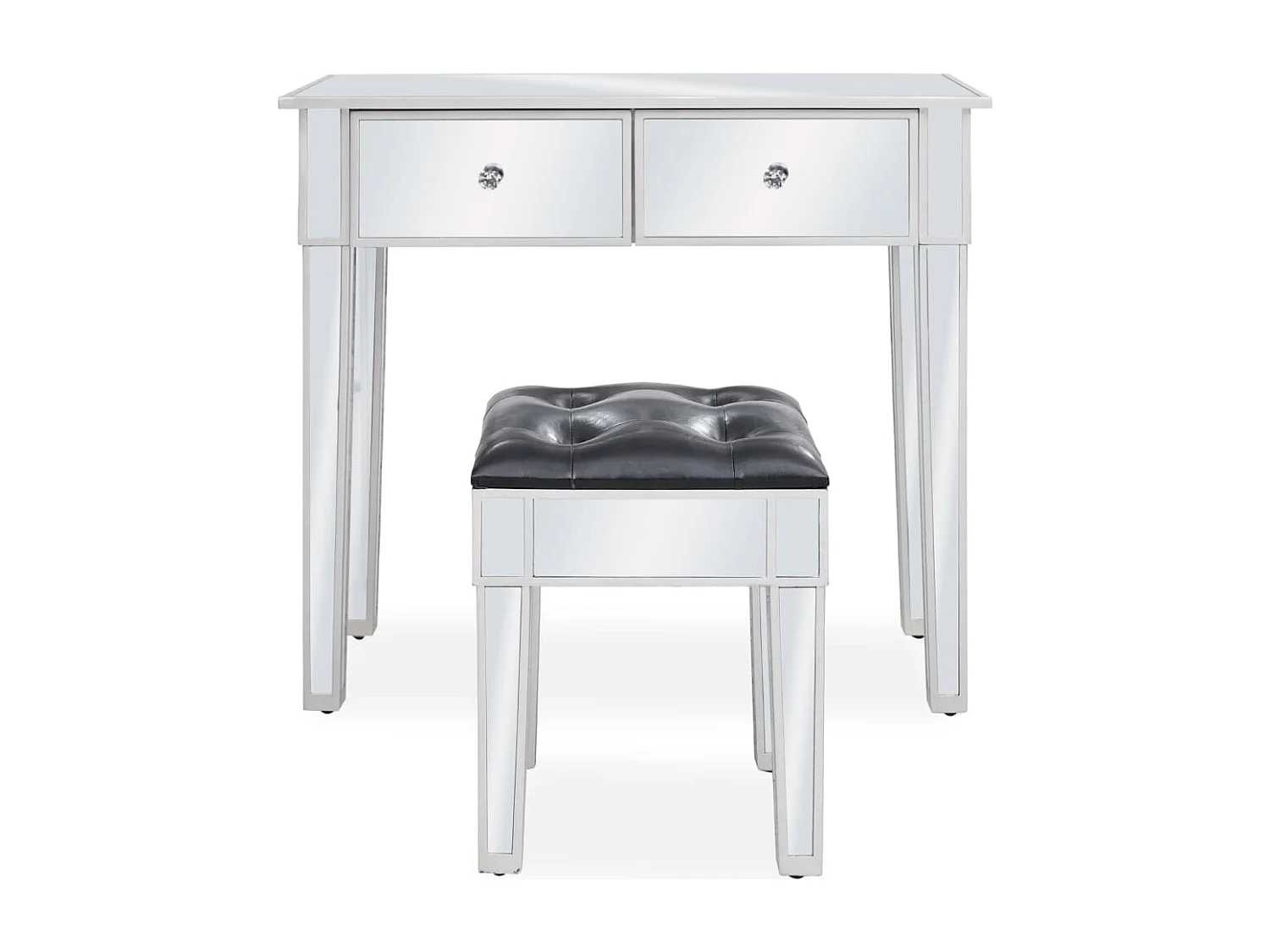 Tocador mesa de maquillaje muebles de diseño muebles de dormitorio espejo 80 x 38 x 76 cm con MDF y taburete de cristal 02_0006380