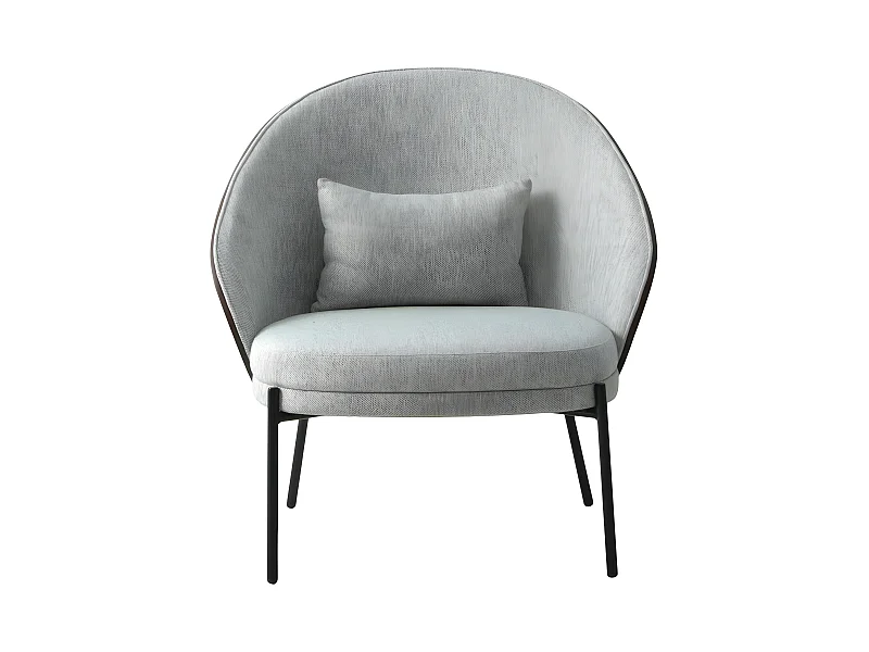 Canelas Sessel hellgrau, dunkelbraun.