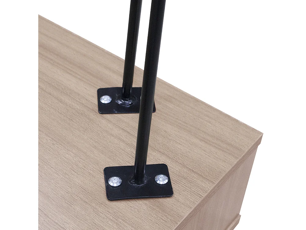 Schreibtisch - Bürotisch in Nussbaum / Schwarz mit 2 offenen Fächern und Metallbeinen, 100x40 cm - ORIANIS