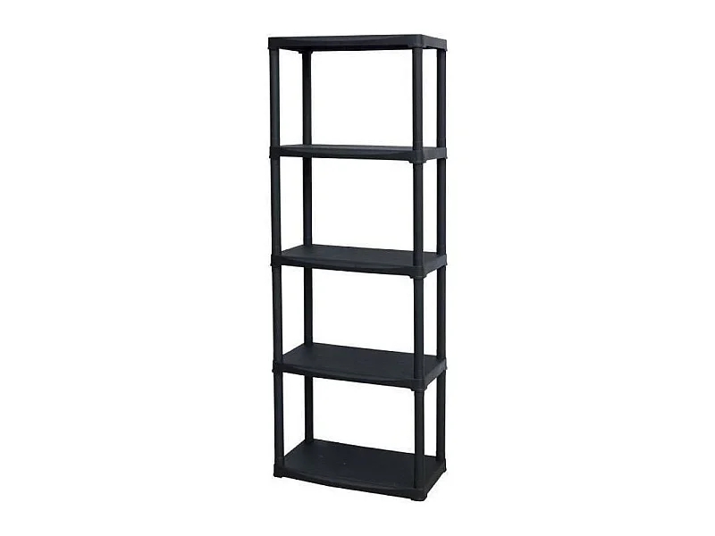 Scaffale in Resina 5 Ripiani Nero 176 cm Altezza