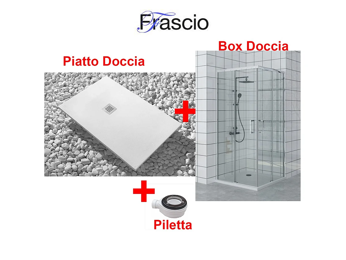 Piatto Doccia 100X100 cm Vulcano Line Extra Slim Bianco + Box doccia 100x100 cm Alto 200 cm Con Apertura Ad Angolo