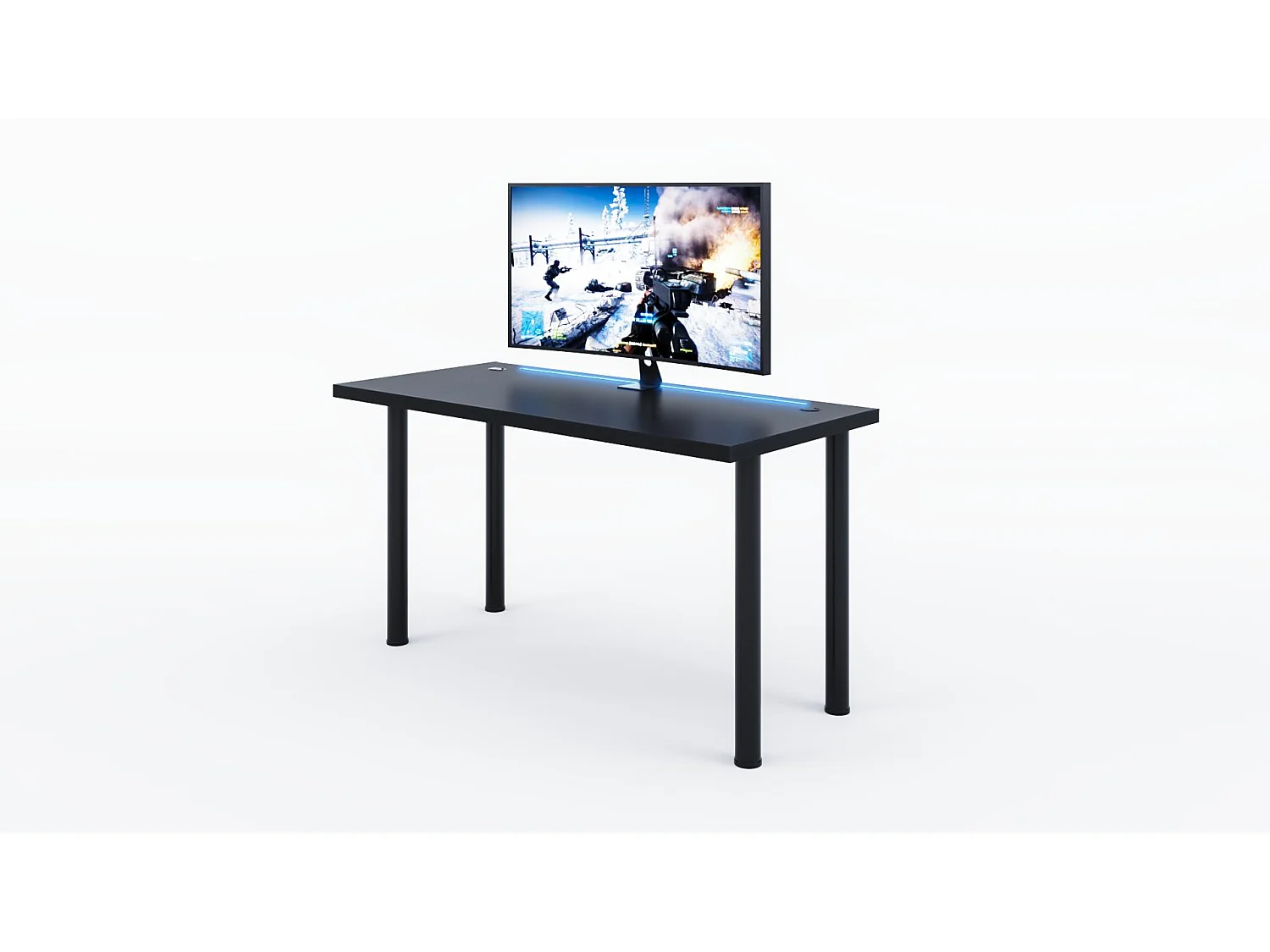 Bureau gaming noir avec LED, bureau gamer, bureau d'ordinateur, bureau de jeu bureau, 120 x 73 x 60 cm