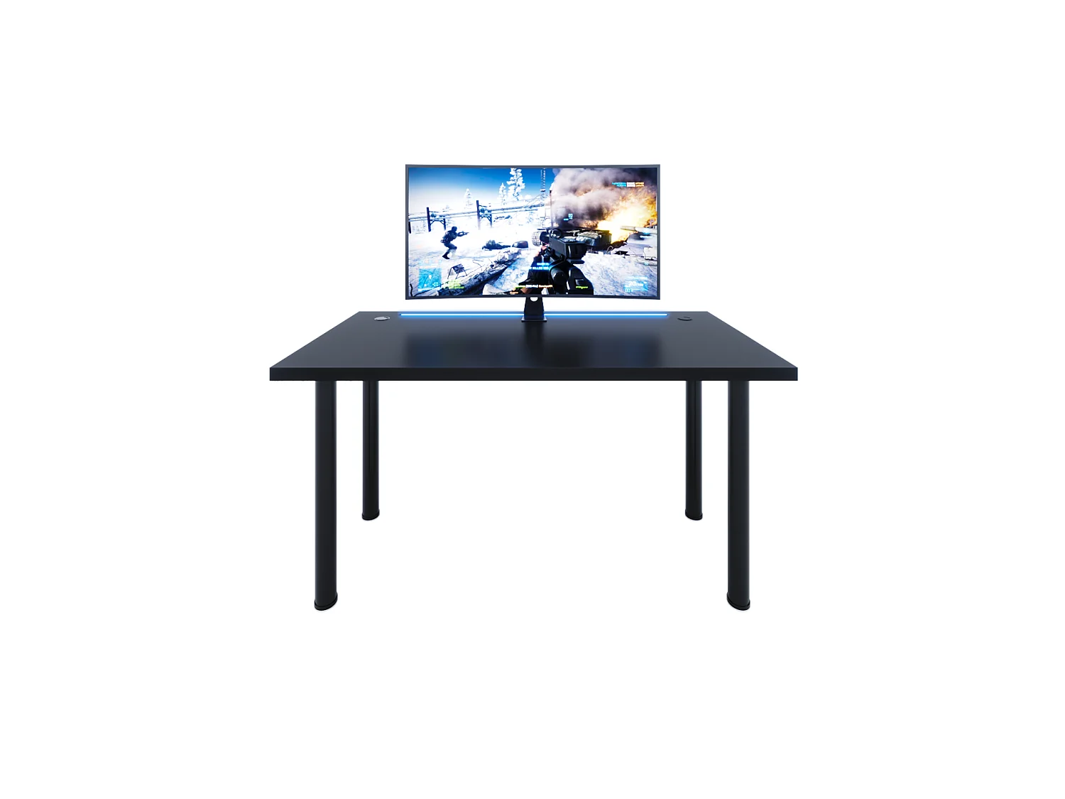 Bureau gaming noir avec LED, bureau gamer, bureau d'ordinateur, bureau de jeu bureau, 120 x 73 x 60 cm