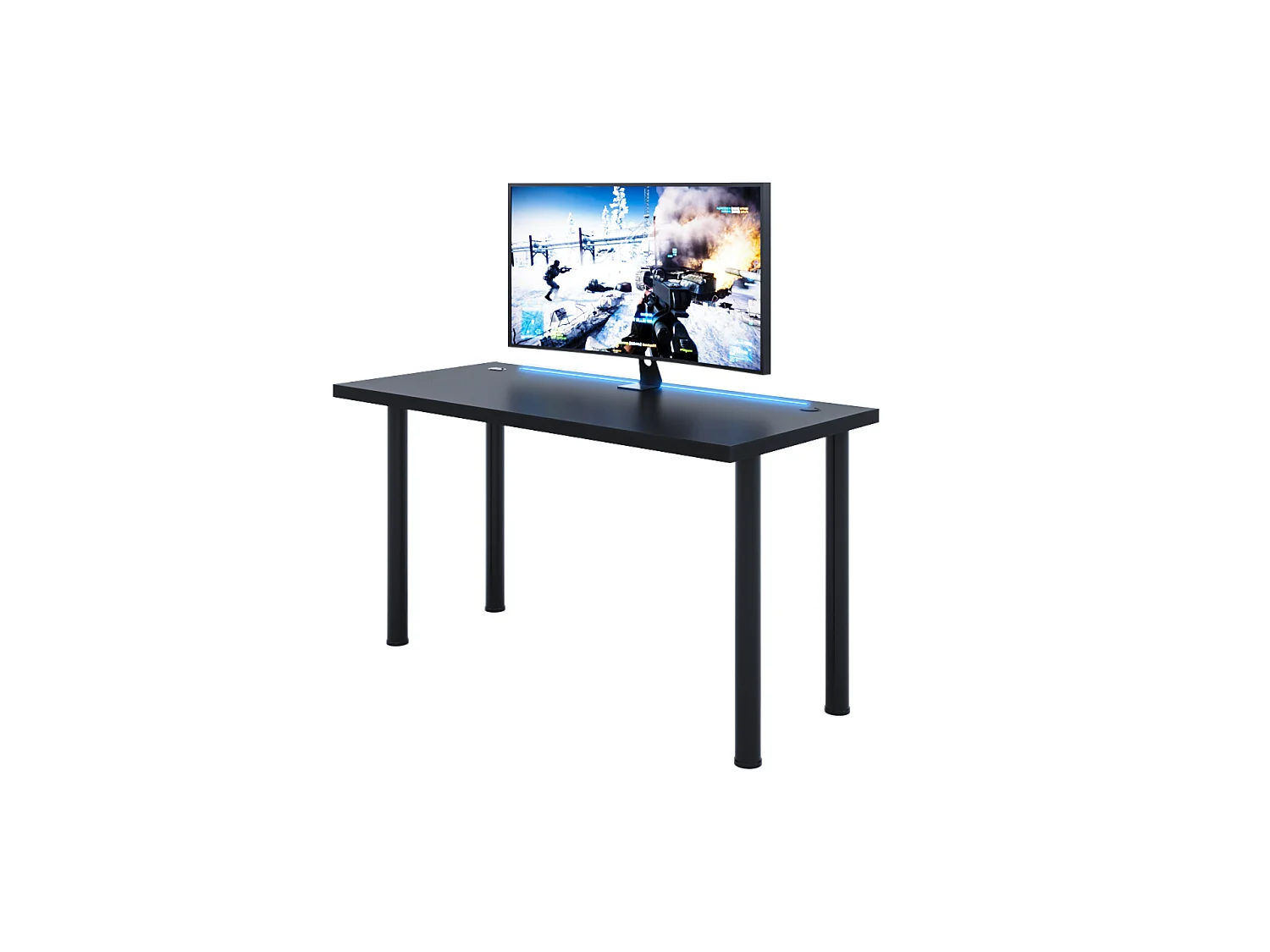 Bureau gaming noir avec LED, bureau gamer, bureau d'ordinateur, bureau de jeu bureau, 120 x 73 x 60 cm