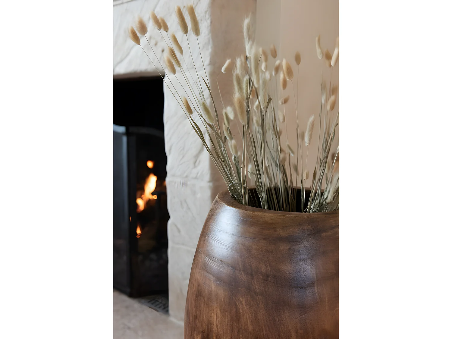 Vaso in legno di paulownia marrone 32x32x42 cm