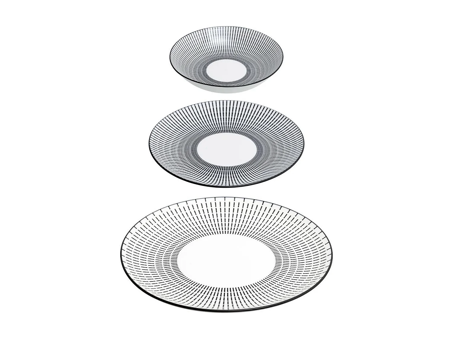 Service de Table 18 Pièces "Lunis" 27cm Noir & Blanc