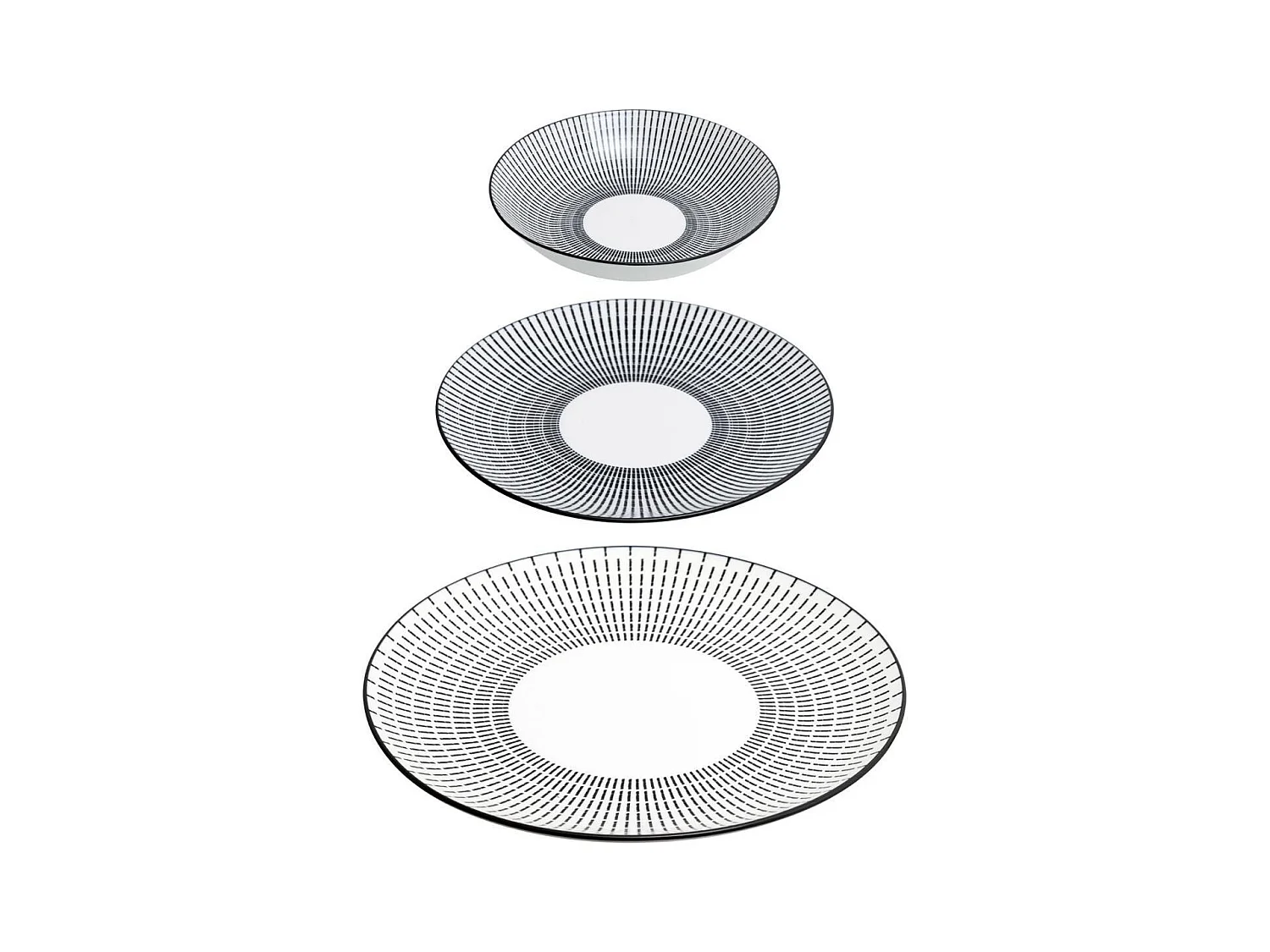 Service de Table 18 Pièces "Lunis" 27cm Noir & Blanc