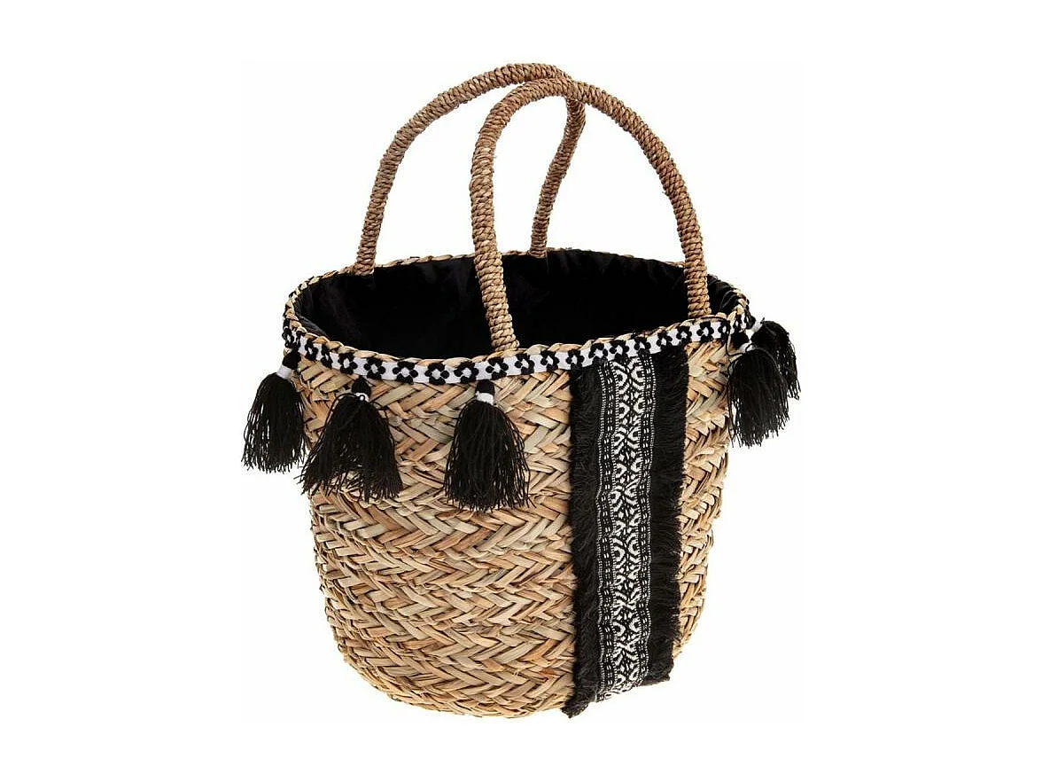 Panier à Anses "Seagrass" 31cm Naturel & Noir