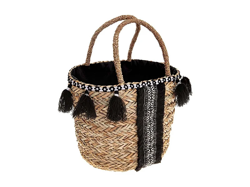 Panier à Anses "Seagrass" 31cm Naturel & Noir