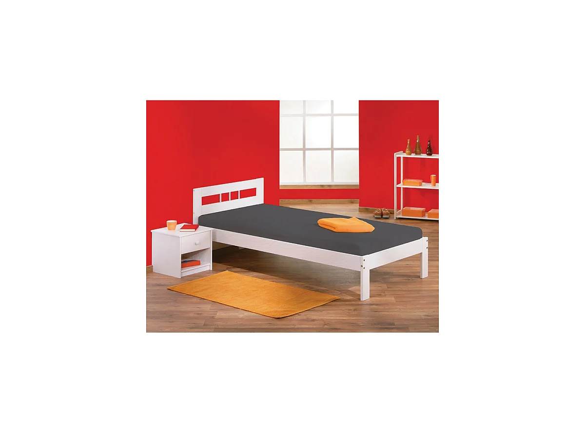 Lit Enfant en Bois Massif "Angel" 90x200cm Blanc