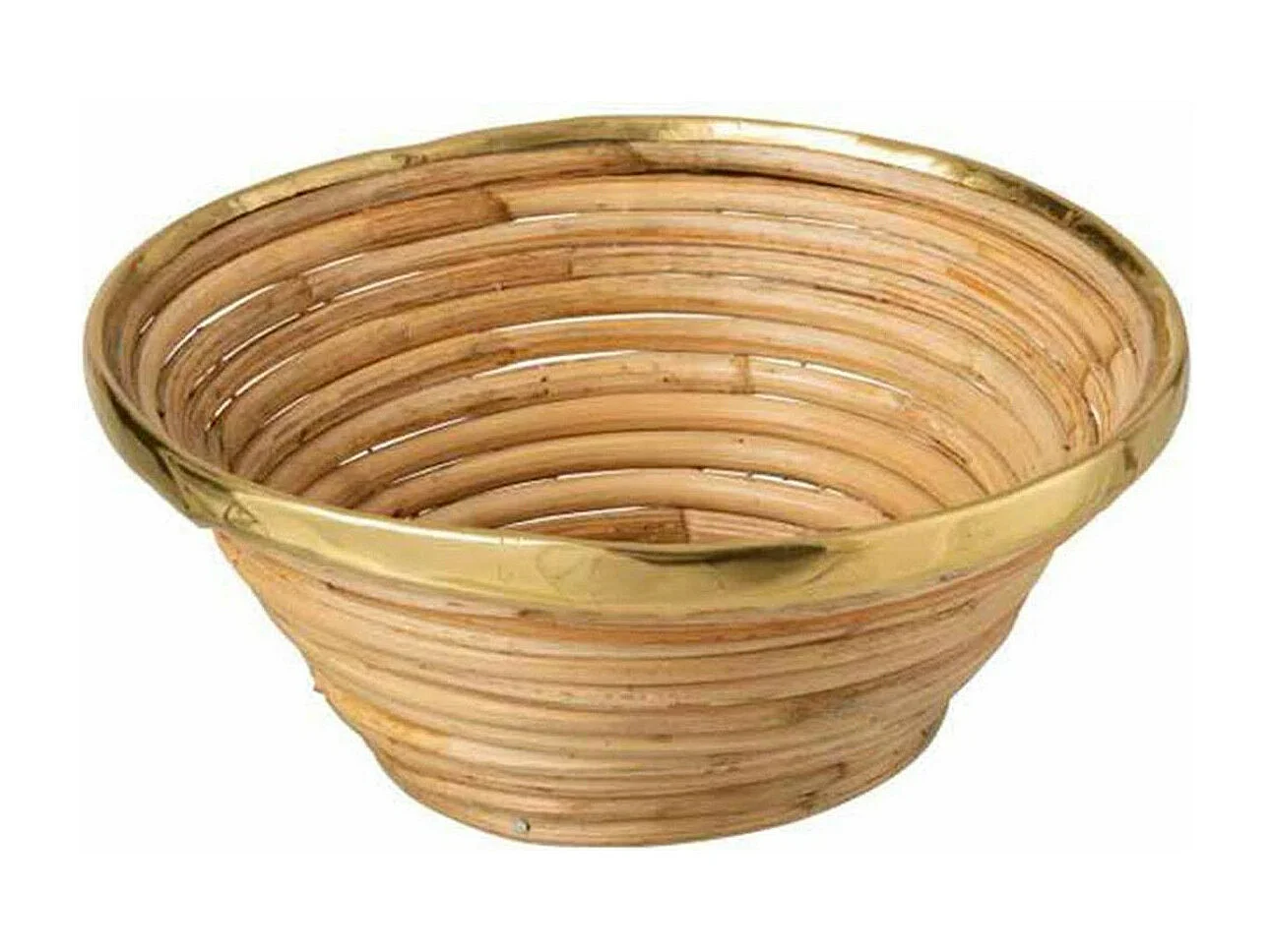 Panier Rond Déco "Rotin" 28cm Or & Naturel