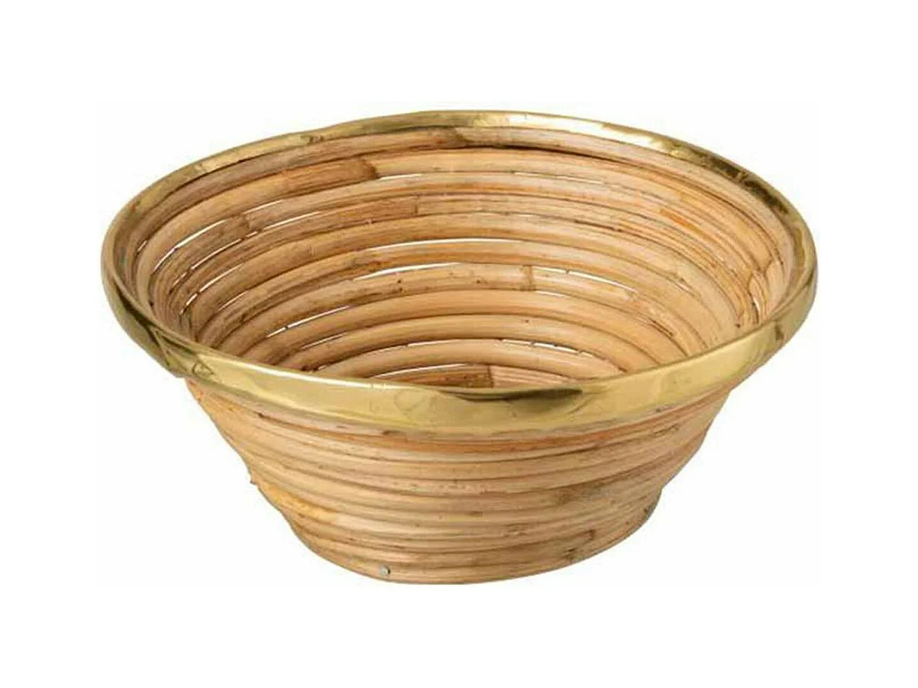 Panier Rond Déco "Rotin" 28cm Or & Naturel