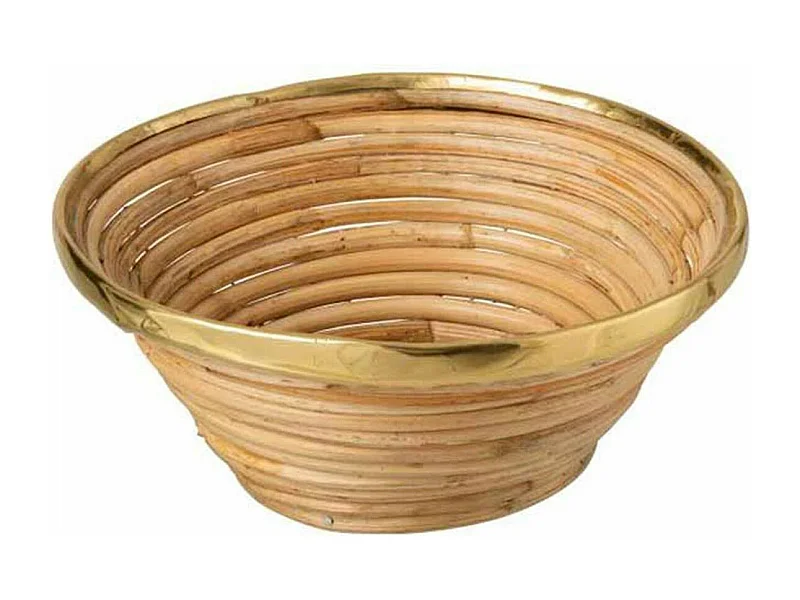 Panier Rond Déco "Rotin" 28cm Or & Naturel