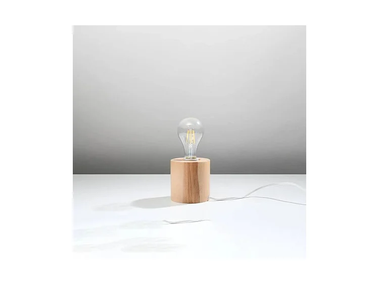 Sollux SALGADO Lampe de Table Cylindrique Lampe de Table Bois Naturel E27