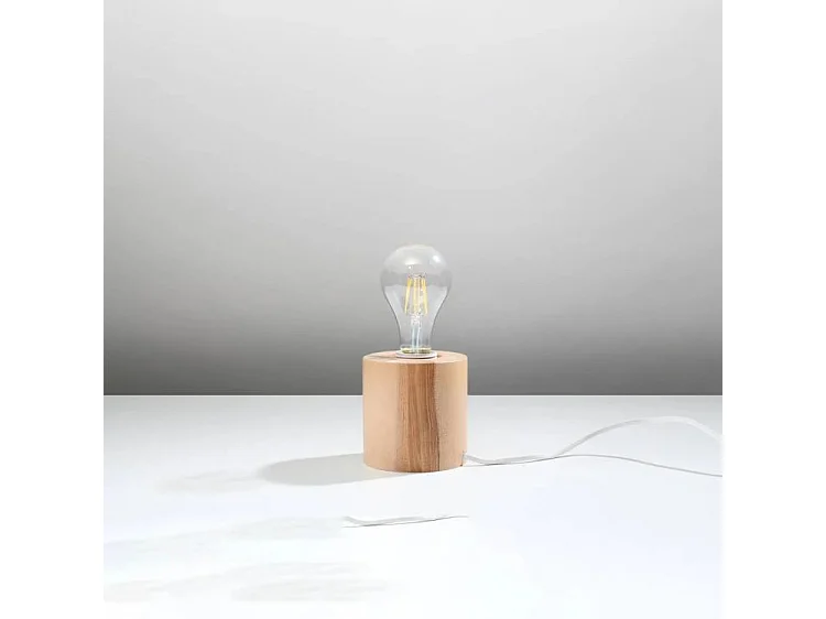 Sollux SALGADO Lampe de Table Cylindrique Lampe de Table Bois Naturel E27