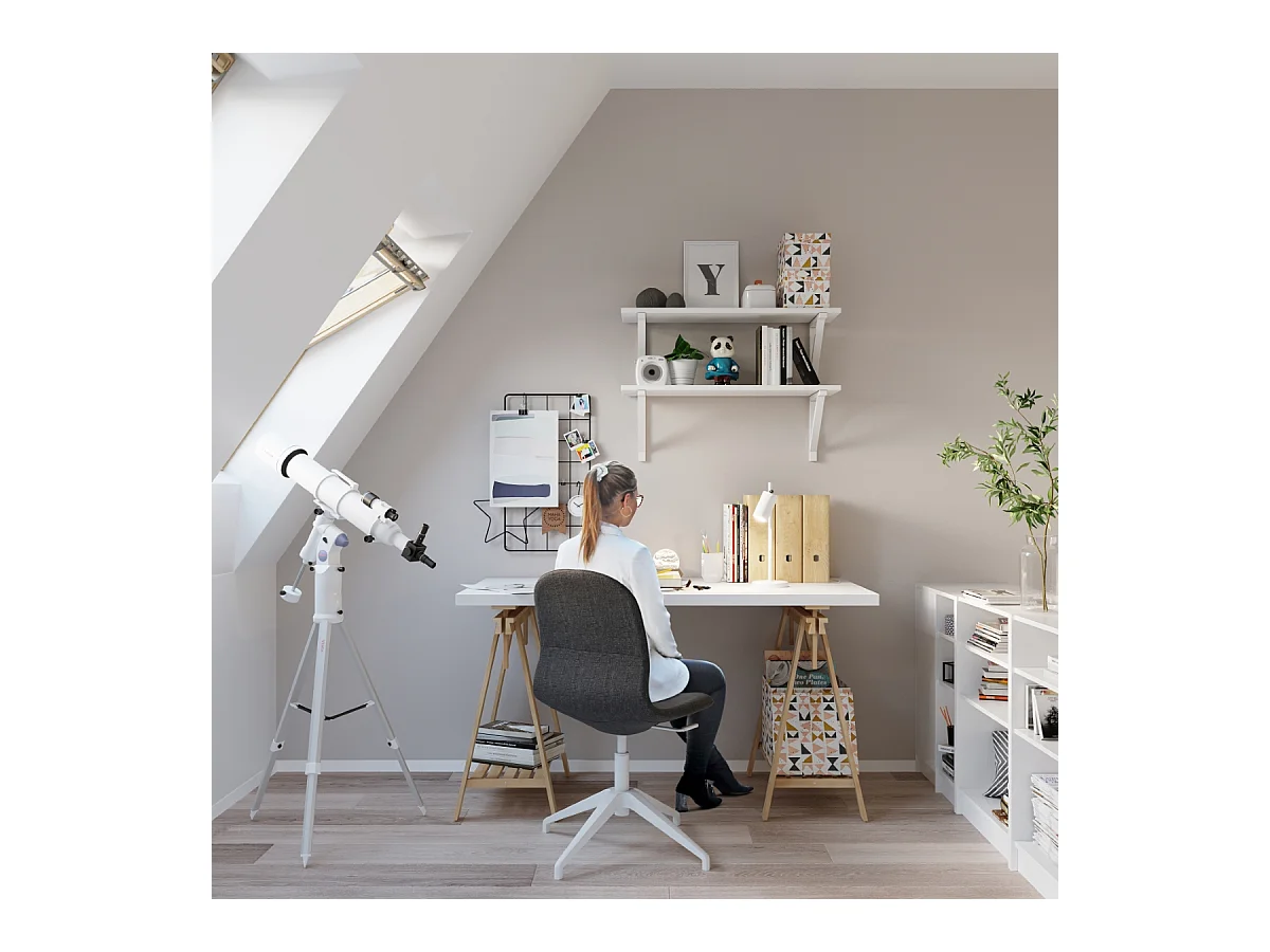 Bureaulampen Ring Modern Van  - 1 Lichtbronnen - L.14,5 X H.43 Cm - Wit