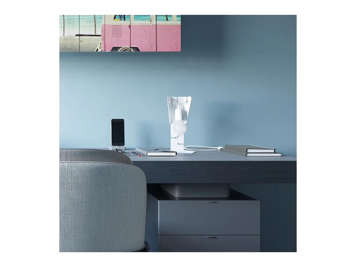 Bureaulampen Arby Industrieel Van  - 1 Lichtbronnen - L.15 X H.31 Cm - Wit