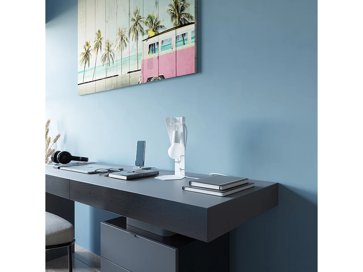 Bureaulampen Arby Industrieel Van  - 1 Lichtbronnen - L.15 X H.31 Cm - Wit