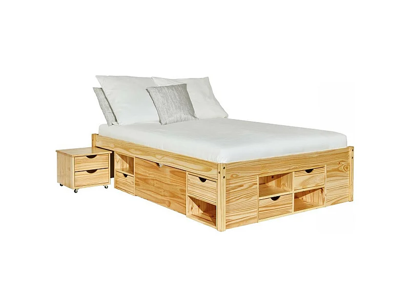 Lit Multi-Rangements "Clark" 160x200cm Naturel