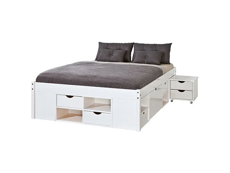 Till Bett 140 x 190 cm inkl. 2 Lattenroste weiß.