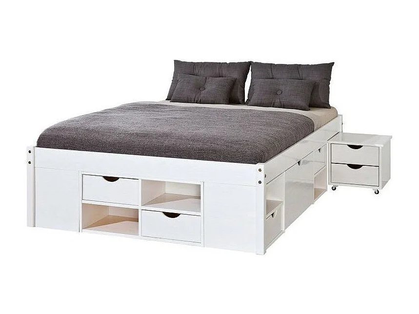 Lit Multi-Rangements "Clark" 140x190cm Blanc