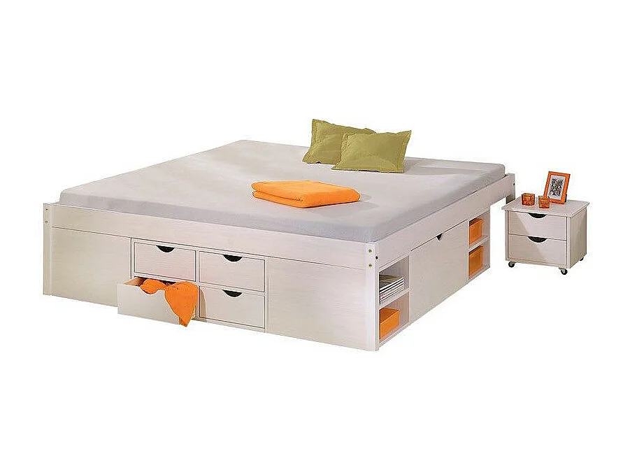 Lit Multi-Rangements "Clark" 140x190cm Blanc