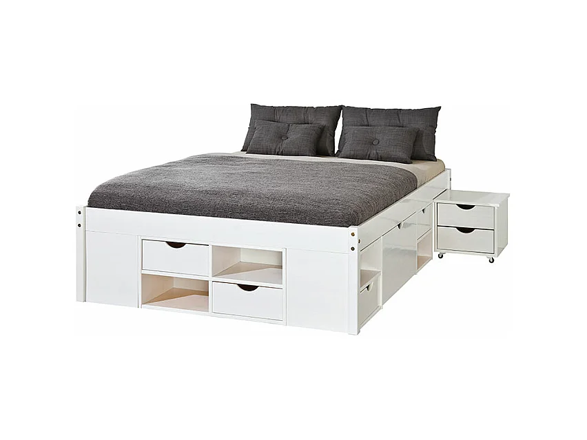 Lit Multi-Rangements "Clark" 140x200cm Blanc