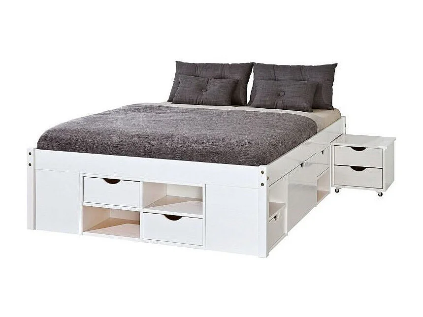 Lit Multi-Rangements "Clark" 140x200cm Blanc