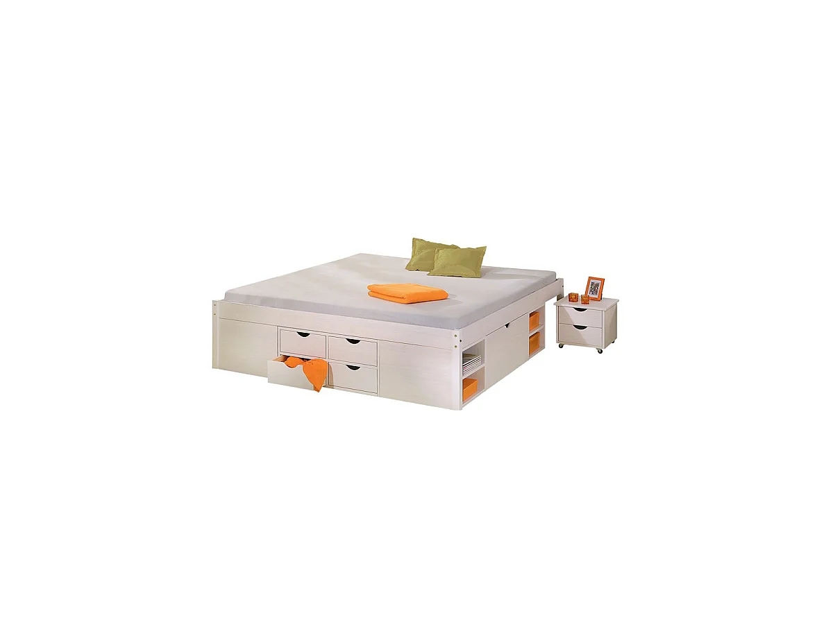 Lit Multi-Rangements "Clark" 140x200cm Blanc