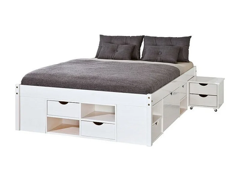 Lit Multi-Rangements "Clark" 140x200cm Blanc