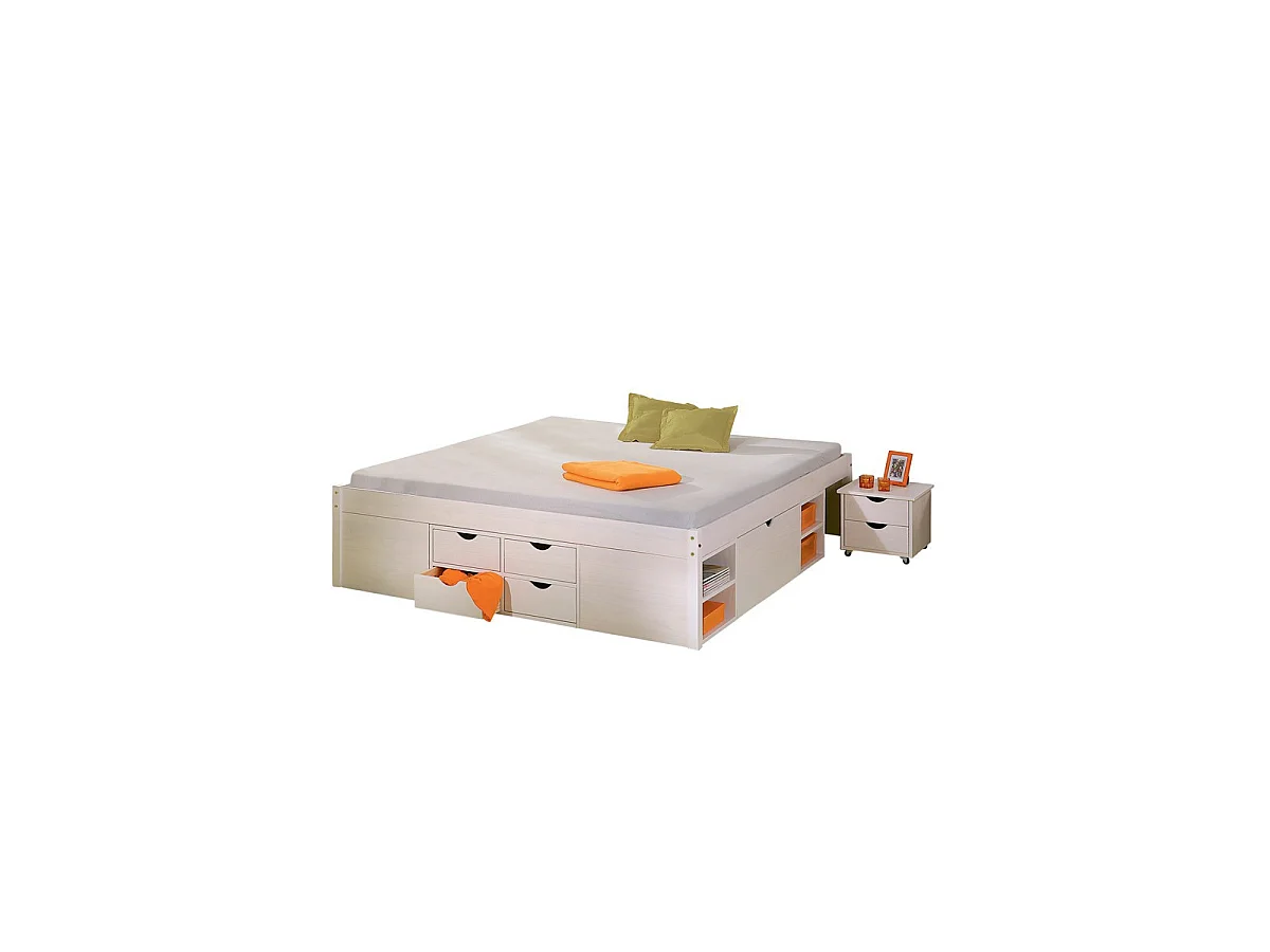 Lit Multi-Rangements "Clark" 180x200cm Blanc