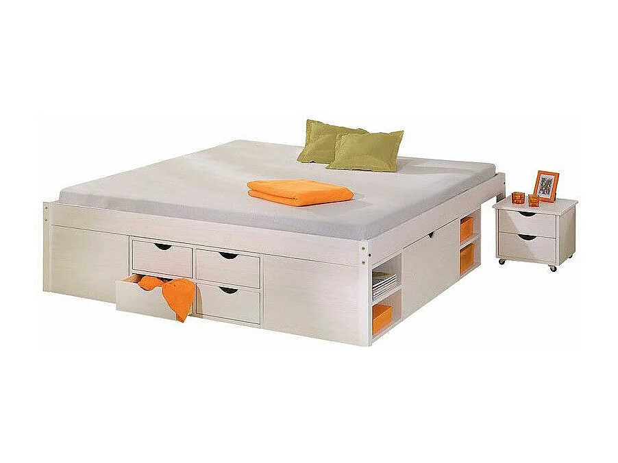 Lit Multi-Rangements "Clark" 160x200cm Blanc