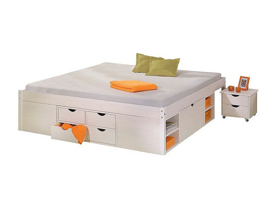 Lit Multi-Rangements "Clark" 160x200cm Blanc