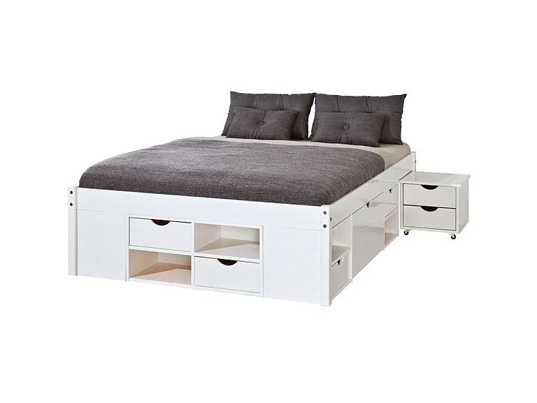 Lit Multi-Rangements "Clark" 160x200cm Blanc