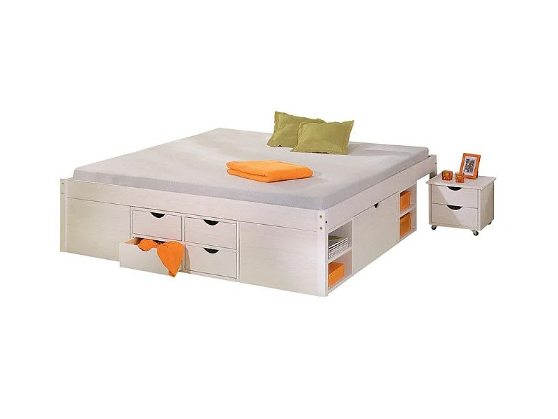Lit Multi-Rangements "Clark" 160x200cm Blanc