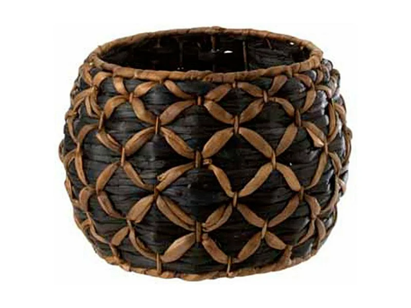 Panier Rond Déco "Bois" 33cm Noir