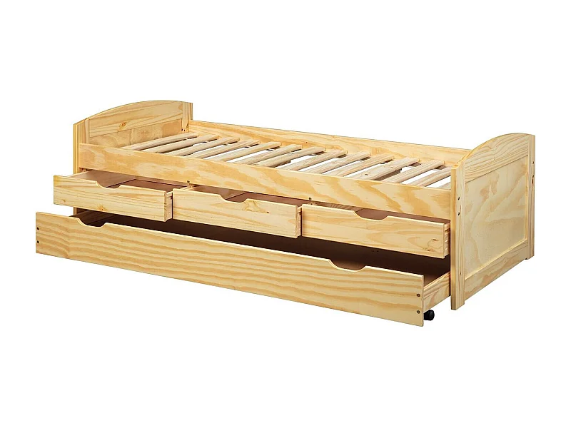 Lit Banquette Enfant Bois "Rob" 90x200cm Naturel