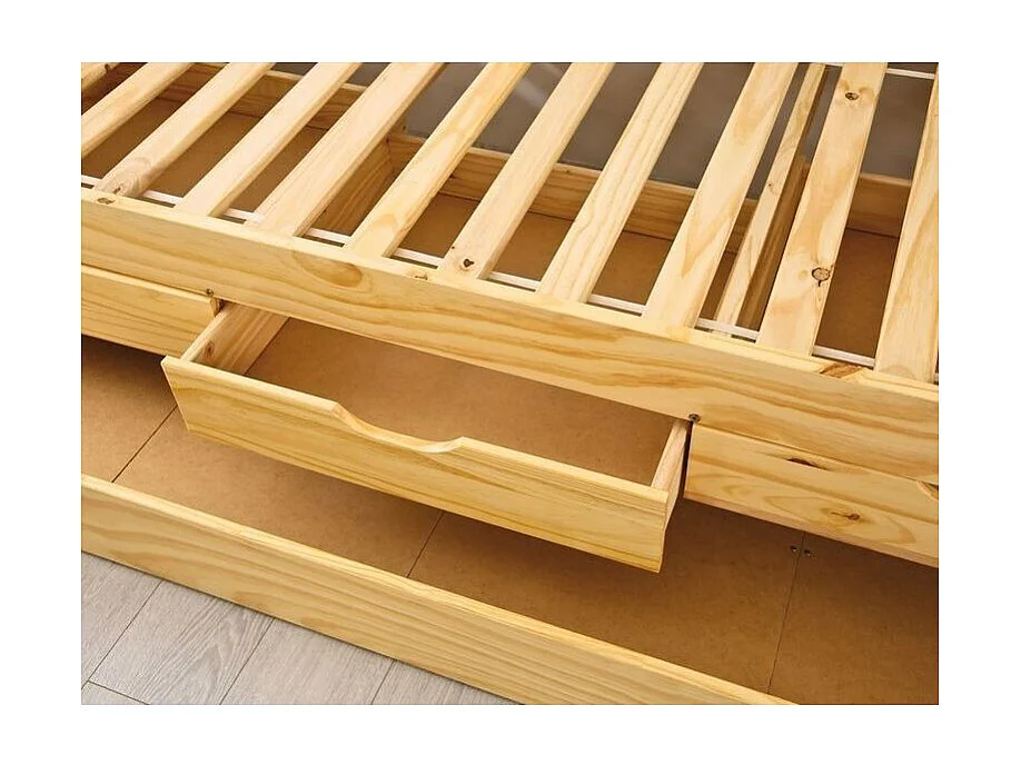 Lit Banquette Enfant Bois "Rob" 90x200cm Naturel