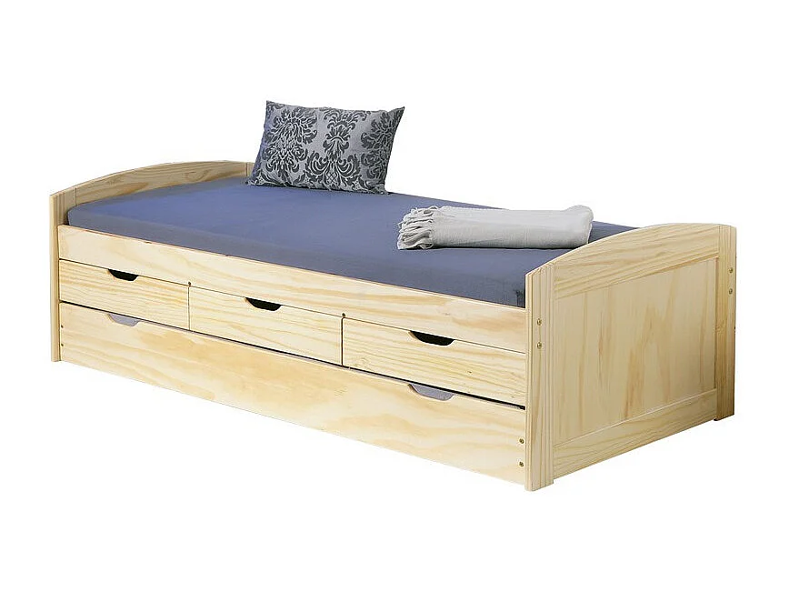 Lit Banquette Enfant Bois "Rob" 90x200cm Naturel