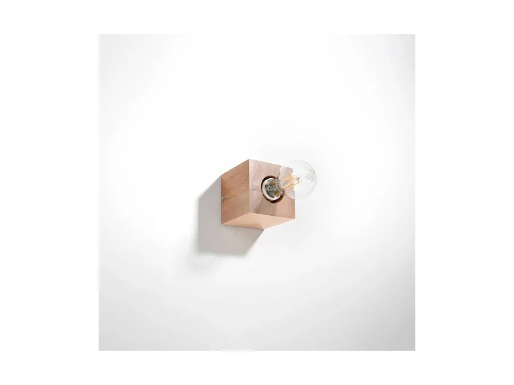 Sollux ARIZ Applique murale carrée à poser en bois naturel E27